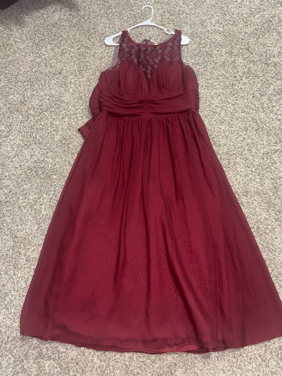 Dresses & Skirts - Women’s Burgundy Chiffon Lace A-Line Dress